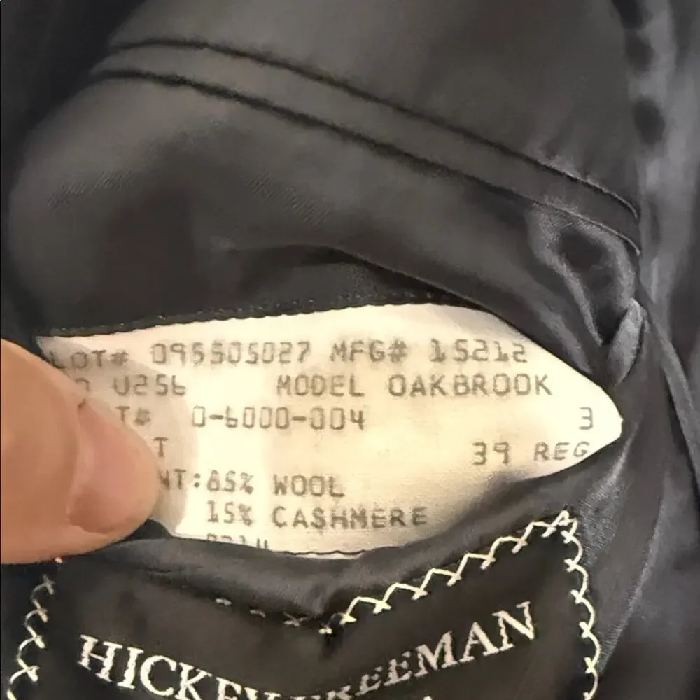 Hickey Freeman Charcoal Glen Plaid Sport Coat 39R cashmere wool